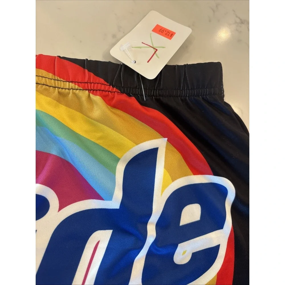 Pride LGBTQ Boxer Briefs Booty Shorts Men SZ LG Black Rainbow Back Pride Power